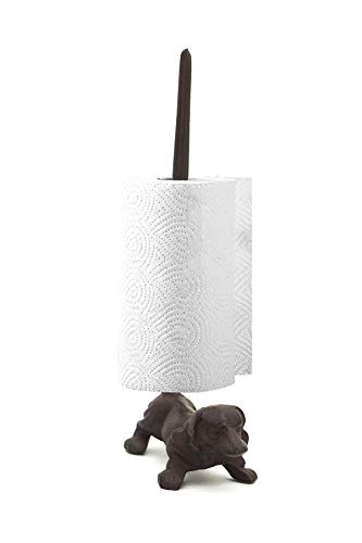 Retro Cast Iron Dog Paper Holder - Decorative Free Standing Paper Holder - Antique Brown