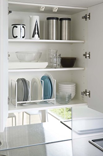 Yamazaki 2964 Home Tower Dish Organizer-Storage Rack Wide for Kitchen Cabinets, White, Large