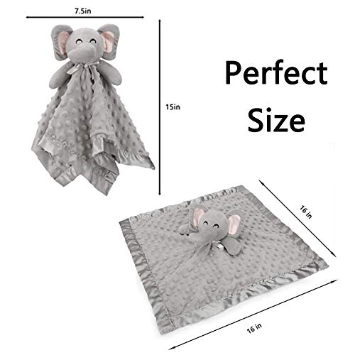 Pro Goleem Elephant Security Blanket Soft Baby Lovey Unisex Lovie Baby Gifts for Newborn Boys and Girls Baby Snuggle Toy Baby Elephant Stuffed Animal Grey 16 Inch