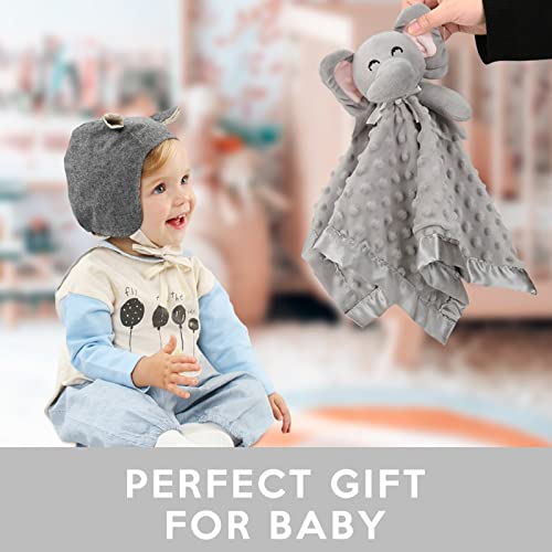 Pro Goleem Elephant Security Blanket Soft Baby Lovey Unisex Lovie Baby Gifts for Newborn Boys and Girls Baby Snuggle Toy Baby Elephant Stuffed Animal Grey 16 Inch