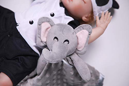 Pro Goleem Elephant Security Blanket Soft Baby Lovey Unisex Lovie Baby Gifts for Newborn Boys and Girls Baby Snuggle Toy Baby Elephant Stuffed Animal Grey 16 Inch