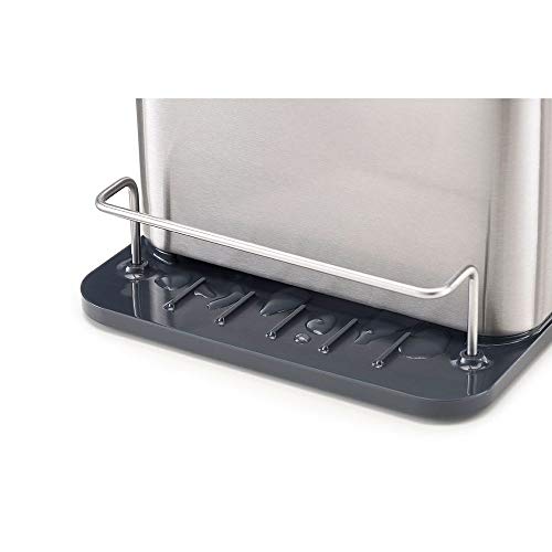 Joseph Joseph 85112 Surface Sink Caddy Stainless Steel Sponge Holder Organizer Tidy Drains Water, Silver & BladeBrush Knife and Cutlery Cleaner Brush Bristle Scrub Kitchen Washing Non-Slip, Green