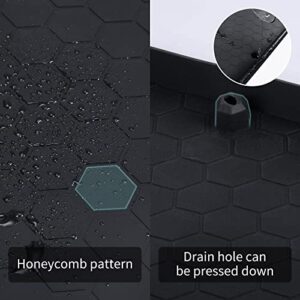 SAVITA Under The Sink Mat 22x34 Inch Silicone Under Sink Liner with Drain Hole Kitchen Cabinet Mats Waterproof Shelf Liner for Kitchen Bathroom Bottom Sink (Black)