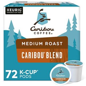 caribou coffee caribou blend, single-serve keurig k-cup pods, medium roast coffee, 12 count (pack of 6)