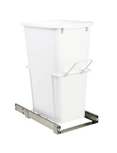 knape & vogt white 11.375 in. x 20.125 in. x 22.875 in. 50 qt. in-cabinet single soft-close bottom-mount pull-out trash can