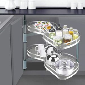 Blind Corner Cabinet w/ 2 Tier Swing Tray Pull Out Right-Swing Blind Corner Organizer for 36 inch Blind Corner Cabinets (Soft Close)