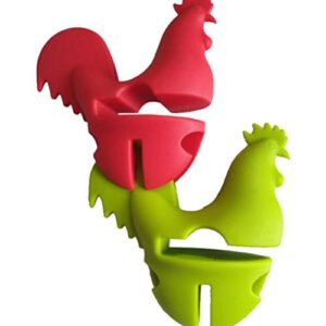 DOITOOL 2pcs Silicone Lid Lifters Spill Proof Lid Lifters Cute Animal Shape Pot and Pan Lid Holder for Soup Pot Kitchen Gadget Tools Cooking Helper (Chick Random Color)