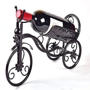 cdybox wrought iron wine holder/rack bike shape tricycle art home décor (black)
