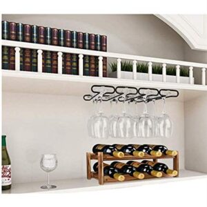 LAP Wine Glass Rack - Under Cabinet Stemware Wine Glass Holder Glasses Storage Hanger Metal Organizer for Bar Kitchen Black (1 Rows 2 Pack)