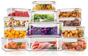 utopia kitchen plastic food containers set – pack of 24 (12 containers & 12 snap lids) food storage containers with airtight lids – reusable & leftover lunch boxes – leak proof & microwave safe