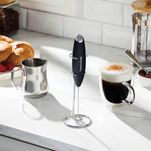 Powerful Handheld Milk Frother, Mini Milk Foamer, Battery Operated (Not included) Stainless Steel Drink Mixer with Frother Stand for Coffee, Lattes, Cappuccino, Frappe, Matcha, Hot Chocolate.