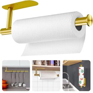 paper towel holder under cabinet and counter, paper towels rolls – for kitchen, stainless steel paper towels bulk- self adhesive wall mount both available in adhesive and screws (gold)