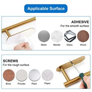 Paper Towel Holder Under Cabinet and Counter, Paper Towels Rolls - for Kitchen, Stainless Steel Paper Towels Bulk- Self Adhesive Wall Mount Both Available in Adhesive and Screws (Gold)