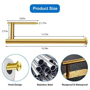 Paper Towel Holder Under Cabinet and Counter, Paper Towels Rolls - for Kitchen, Stainless Steel Paper Towels Bulk- Self Adhesive Wall Mount Both Available in Adhesive and Screws (Gold)