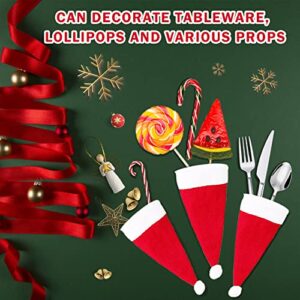 30PCS Mini Christmas Hats Christmas Party Table Cutlery Decorations for Brunch Decorations, Silverware Holder, Candy Cane Christmas Decor Holiday Table Dinnerware Decoration Mini Santa Hats