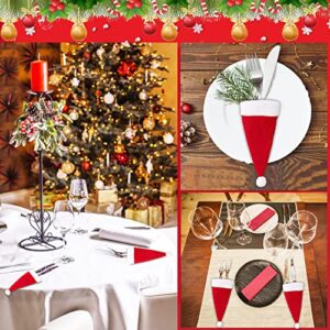 30PCS Mini Christmas Hats Christmas Party Table Cutlery Decorations for Brunch Decorations, Silverware Holder, Candy Cane Christmas Decor Holiday Table Dinnerware Decoration Mini Santa Hats