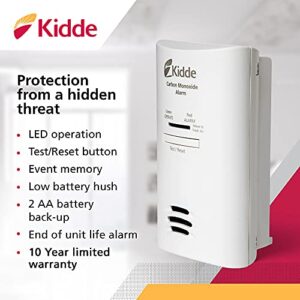 Kidde Carbon Monoxide Detector, AC Plug-In with Battery Backup, CO Alarm with Replacement Alert