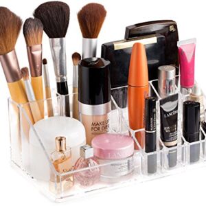 Clear Cosmetic Storage Organizer - Easily Organize Your Cosmetics, Jewelry and Hair Accessories. Looks Elegant Sitting on Your Vanity, Bathroom Counter or Dresser. Clear Design for Easy Visibility.