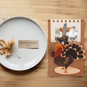 Thanksgiving Cutlery Holder Set Thanksgiving Turkey Utensil Silverware Holder Fall Autumn Party Table Decoration 24 Pcs