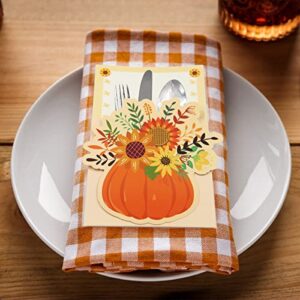 Thanksgiving Cutlery Holder Set Thanksgiving Turkey Utensil Silverware Holder Fall Autumn Party Table Decoration 24 Pcs