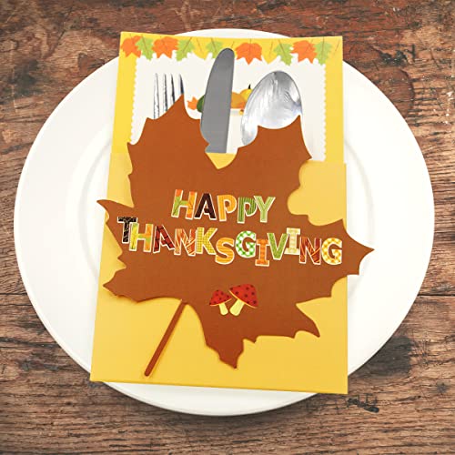 Thanksgiving Cutlery Holder Set Thanksgiving Turkey Utensil Silverware Holder Fall Autumn Party Table Decoration 24 Pcs