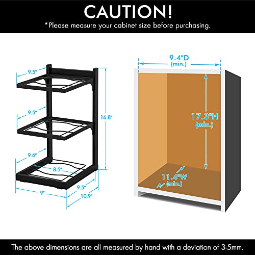 KES Pots and Pans Organizer Adjustable Pot Rack Metal Pan Holder, Heavy Duty Cookware Organizer Pot Rack Organizer Pot Storage Matte Black, KUR510-BK