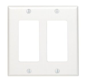 leviton 80409-w 2-gang decora/gfci device wallplate, standard size, thermoset, device mount, white