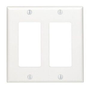 Leviton 80409-W 2-Gang Decora/GFCI Device Wallplate, Standard Size, Thermoset, Device Mount, White