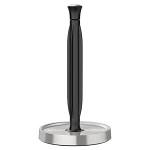 mr.siga paper towel holder, non slip stainless steel weighted base, standing paper towel holder for countertop, black