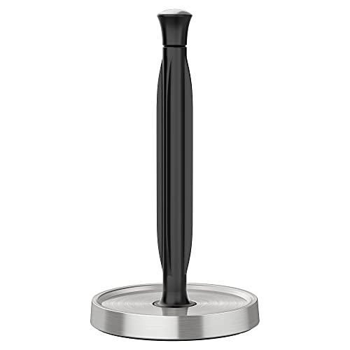 MR.SIGA Paper Towel Holder, Non Slip Stainless Steel Weighted Base, Standing Paper Towel Holder for Countertop, Black