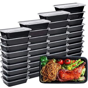 iumÉ 50-pack meal prep containers, 26 oz microwavable reusable food containers with lids for food prepping , disposable lunch boxes, bpa free plastic food boxes- stackable, freezer dishwasher healthy