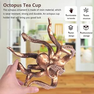 dytcfly Octopus Mug Holder for Home Decor, Upgrade Anti-Drop ccoffee Cup Holder for countertop，Retro Style Gold Resin Octopus Cup Holder, Octopus Statue Accessories for Kitchen Restaurant Coffee bar