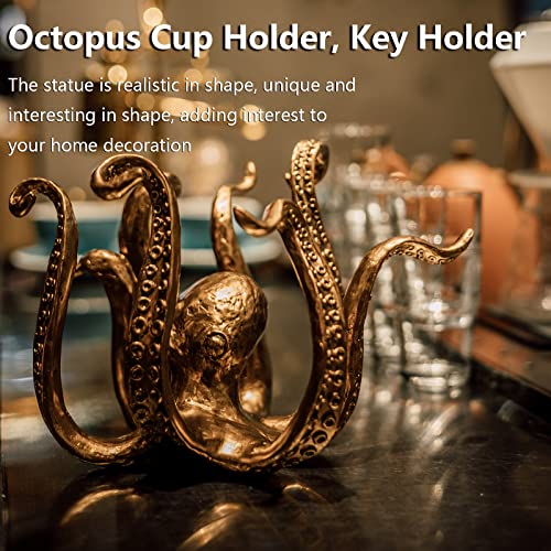 dytcfly Octopus Mug Holder for Home Decor, Upgrade Anti-Drop ccoffee Cup Holder for countertop，Retro Style Gold Resin Octopus Cup Holder, Octopus Statue Accessories for Kitchen Restaurant Coffee bar