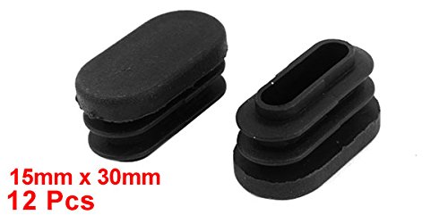 uxcell 15mm X 30mm Plastic Oval Shaped End Cup Tube Insert Black 12 Pcs