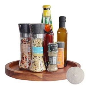 paninluo lazy susan organizer with mat – 12 inch wooden lazy susan for table keep space organized and nice,lazy susan turntable for cabinet、countertop、pantry、spice rack