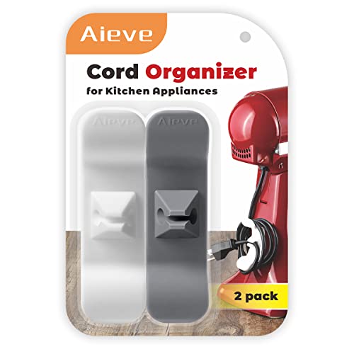 AIEVE Cord Organizer for Kitchen Appliances, 2 Pack Kitchen Appliance Cord Winder Cord Wrapper Cord Holder for Appliances, Mixer, Blender, Toaster, Coffee Maker, Pressure Cooker and Air Fryer Storage…