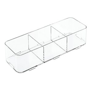 interdesign clarity bathroom interlocking divided drawer organizer for cosmetics, beauty products, hair accessories, clear, x-large, 12-inch x 4-inch x 3-inch
