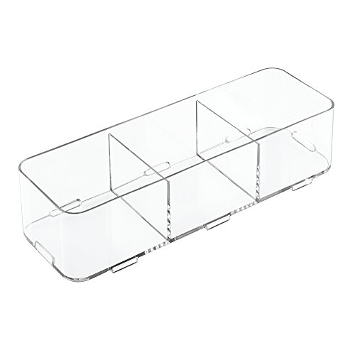 InterDesign Clarity Bathroom Interlocking Divided Drawer Organizer for Cosmetics, Beauty Products, Hair Accessories, Clear, X-Large, 12-inch x 4-inch x 3-inch