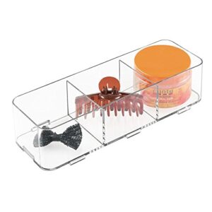 InterDesign Clarity Bathroom Interlocking Divided Drawer Organizer for Cosmetics, Beauty Products, Hair Accessories, Clear, X-Large, 12-inch x 4-inch x 3-inch