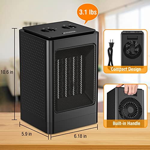 Space Heater, 1500W Portable Heater, 60°Oscillating Electric Heater, Heater for Bedroom Office Indoor Use (Black)