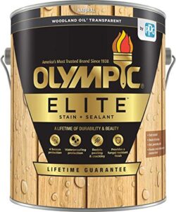 olympic stain elite wood stain woodland oil transparent stain and sealant in one low voc, natural, 1 gallon (434266)