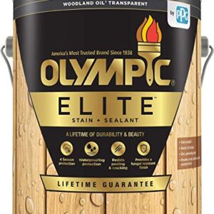 Olympic Stain Elite Wood Stain Woodland Oil Transparent Stain and Sealant in One Low VOC, Natural, 1 Gallon (434266)