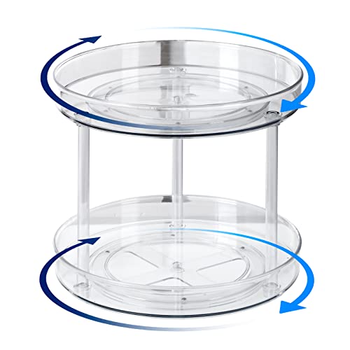 Clear Lazy Susan Organizer for Cabinet 2 Tier 360°Rotating 11 inches ...