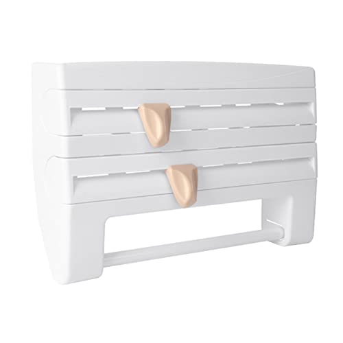 Holibanna Tool White in Home with Wall- Holder Tools Towel Four- Paper Foil Rack Mount Adhesive in- Organizer Bathroom Shelf Functional Plastic Supplies Kitchen Wall Cutter Cling Stand