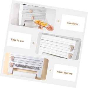 Holibanna Tool White in Home with Wall- Holder Tools Towel Four- Paper Foil Rack Mount Adhesive in- Organizer Bathroom Shelf Functional Plastic Supplies Kitchen Wall Cutter Cling Stand