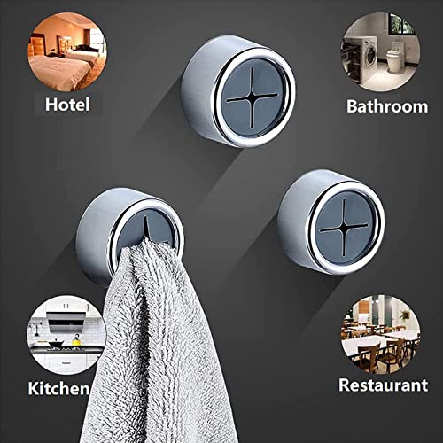 6 PCS Tea Towel Holder, BetterJonny Round Self-Adhesive Towel Hooks Tea Towel Clips Premium Wall & Door Mounted Towel Hooks for Kitchen Bathroom Home No Drilling Required