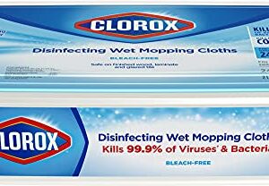 Clorox Disinfecting Wet Mopping Cloths, Disposable Mop Heads, Multi-Surface Floor Mop, Rain Clean Scent, 24 Wet Refills (Pack of 2)