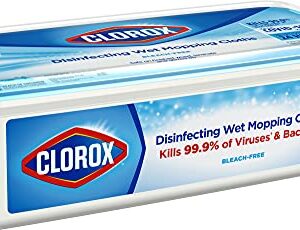 Clorox Disinfecting Wet Mopping Cloths, Disposable Mop Heads, Multi-Surface Floor Mop, Rain Clean Scent, 24 Wet Refills (Pack of 2)