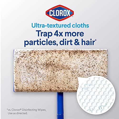 Clorox Disinfecting Wet Mopping Cloths, Disposable Mop Heads, Multi-Surface Floor Mop, Rain Clean Scent, 24 Wet Refills (Pack of 2)