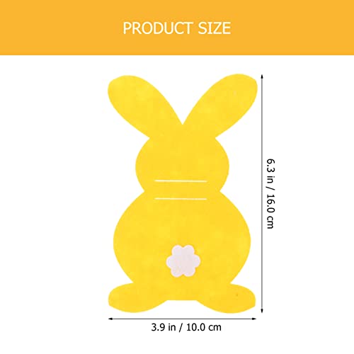 ABOOFAN 8pcs Easter Bunny Cutlery Holder Felt Rabbit Silverware Holder Pocket Tableware Organizers Fork Spoon Flatware Bags Dinner Table Decor Yellow